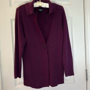 AVENUE Burgundy Rib Knit Cardigan Sweater Sz  Women Plus 18/20